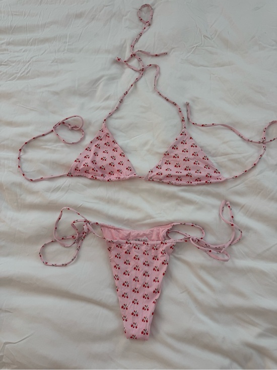 Frankie's Bikinis Other - Frankie's Bikinis Pink Cherry Print Triangle Bikini